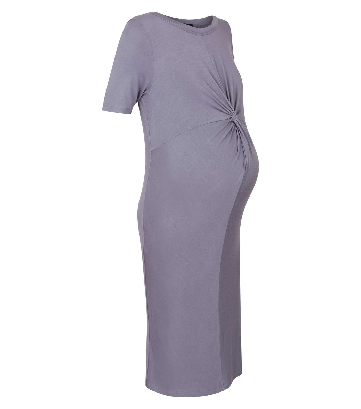 Maternity Dark Grey Twist Front Bodycon Dress Image 4