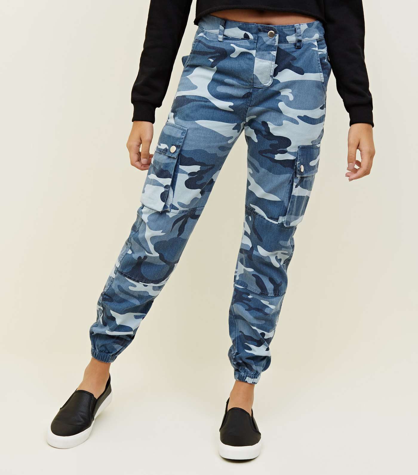 Girls Blue Camo Utility Trousers Image 2