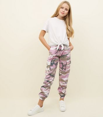 Girls Lilac Camo Utility Trousers New Look