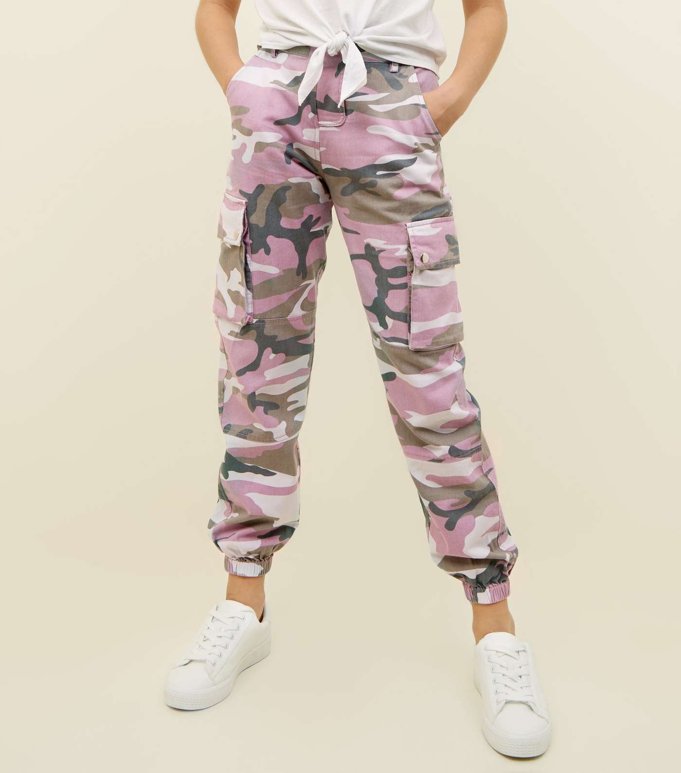 Girls Lilac Camo Utility Trousers Image 2