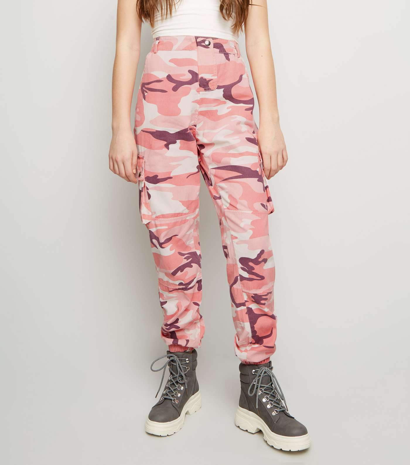 Girls Mid Pink Camo Utility Trousers Image 2
