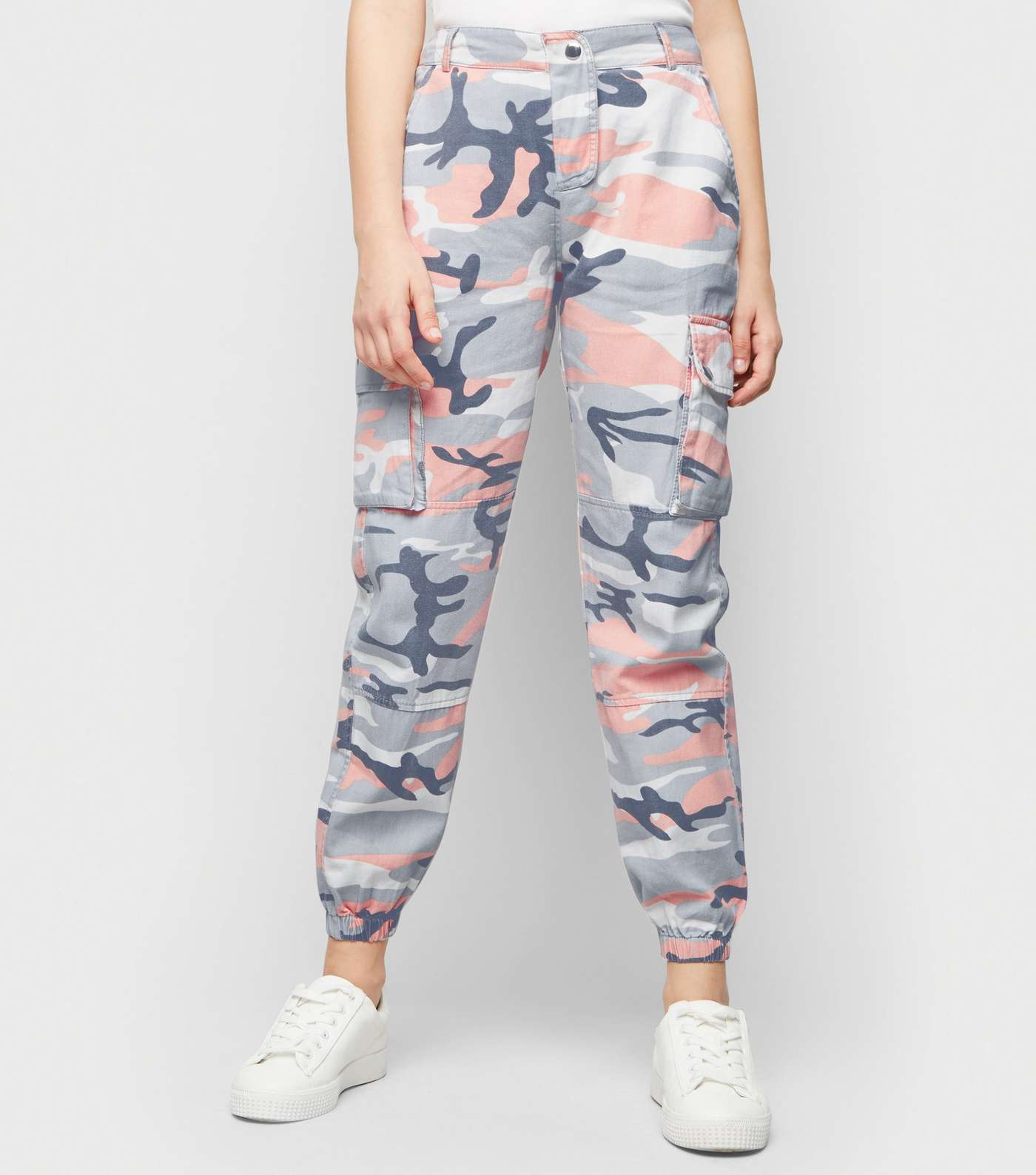 Girls Pale Pink Camo Utility Trousers Image 2