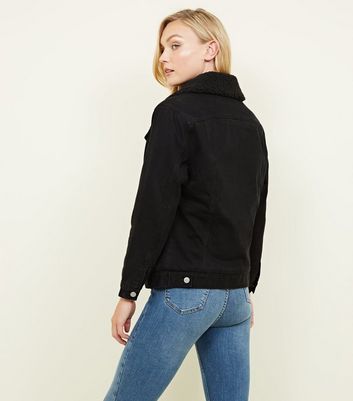 Lined denim jacket black best sale