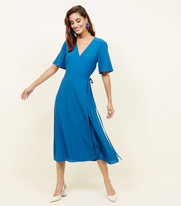 Teal Wrap Front Midi Dress New Look