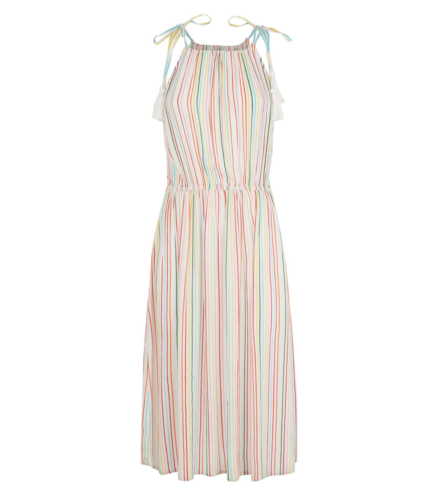 Rainbow Stripe Tassel Tie Midi Dress Image 4