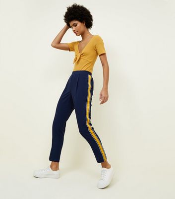 navy stripe trousers womens