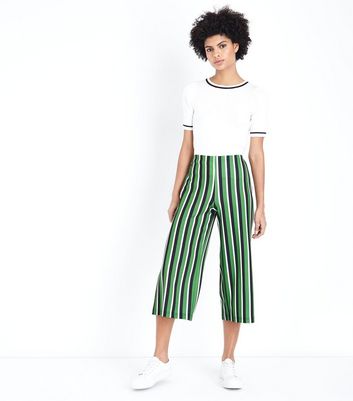 striped cropped wide leg pants