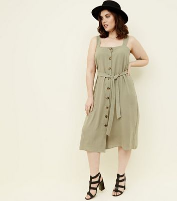 new look khaki midi dress