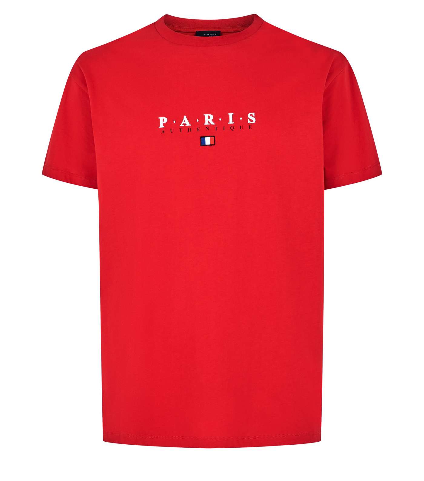 Red Paris Flag Embroidered T-Shirt Image 4