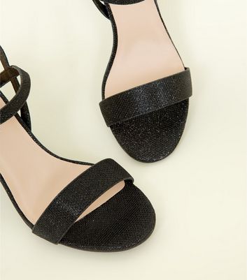 black glitter sandals