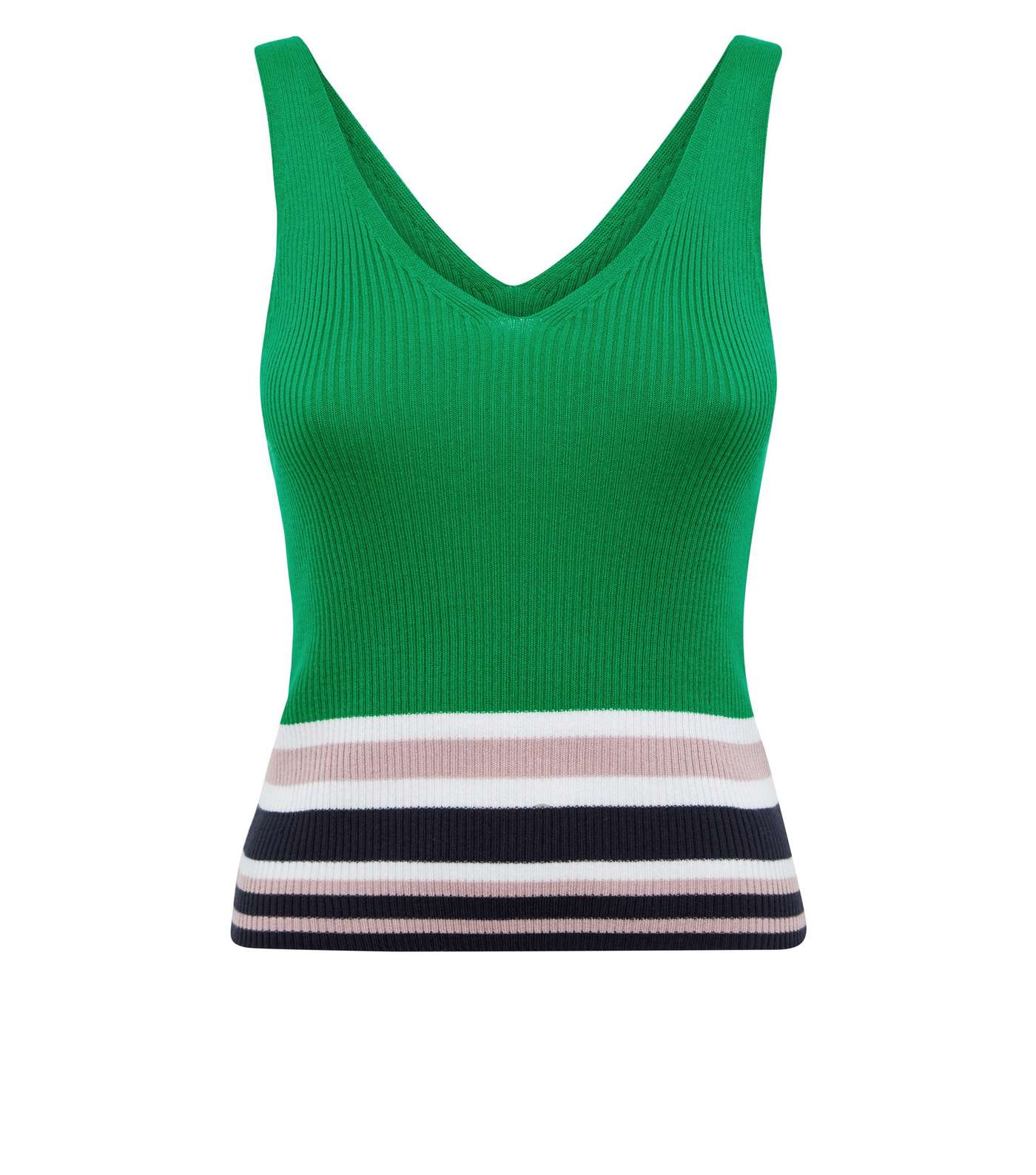 Green Stripe Hem Knitted Vest  Image 4