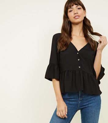 new look black peplum top