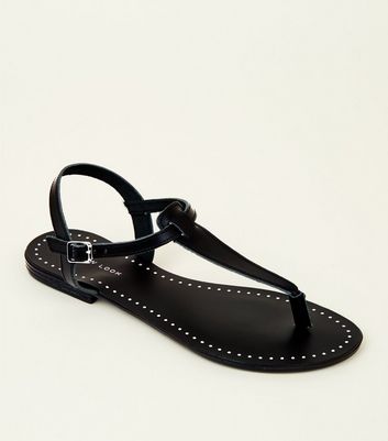 New fashion look black flat sandals