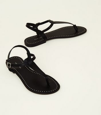 Black flat best sale sandals with studs