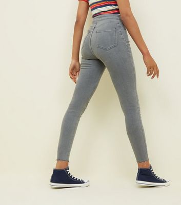 suikast dunkelgraue high waist jeans 