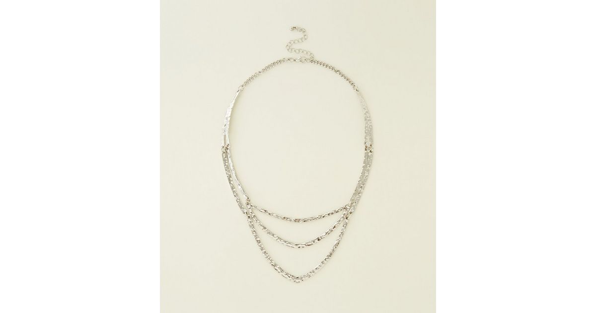 Silver Bar Layered Necklace New Look