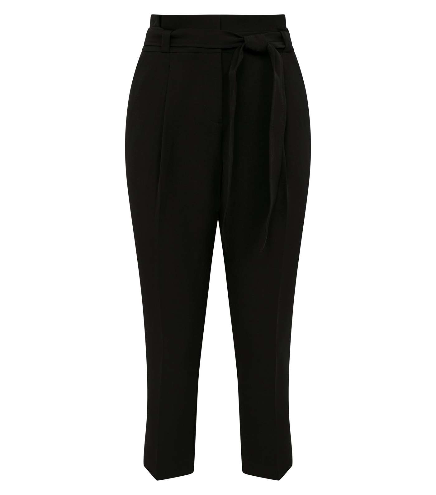 Petite Black Paperbag Waist Tapered Trousers  Image 4