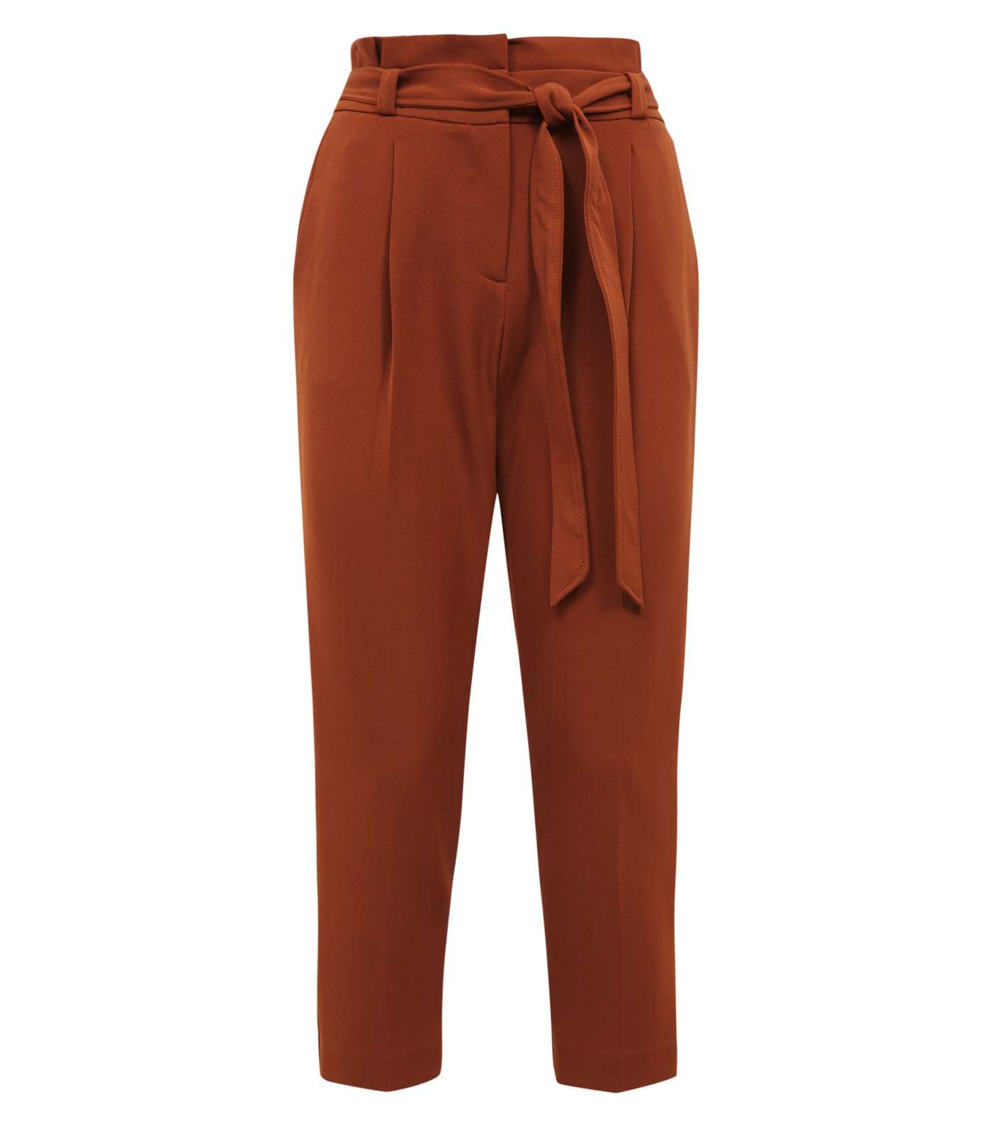 Petite Rust Paperbag Waist Tapered Trousers  Image 4