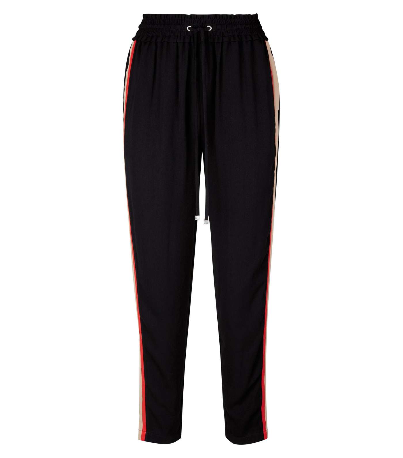 Black Side Stripe Shirred Waist Trousers Image 4
