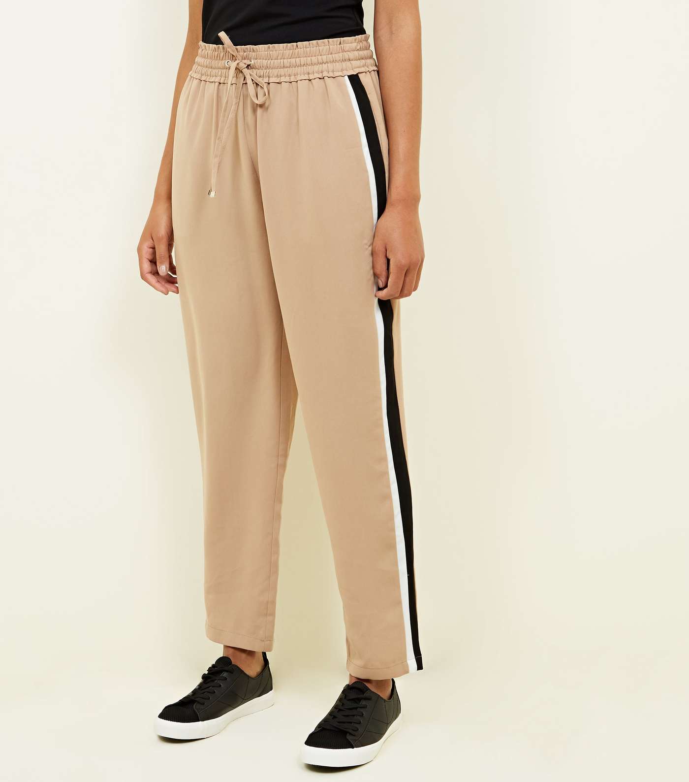 Camel Side Stripe Shirred Waist Trousers Image 2