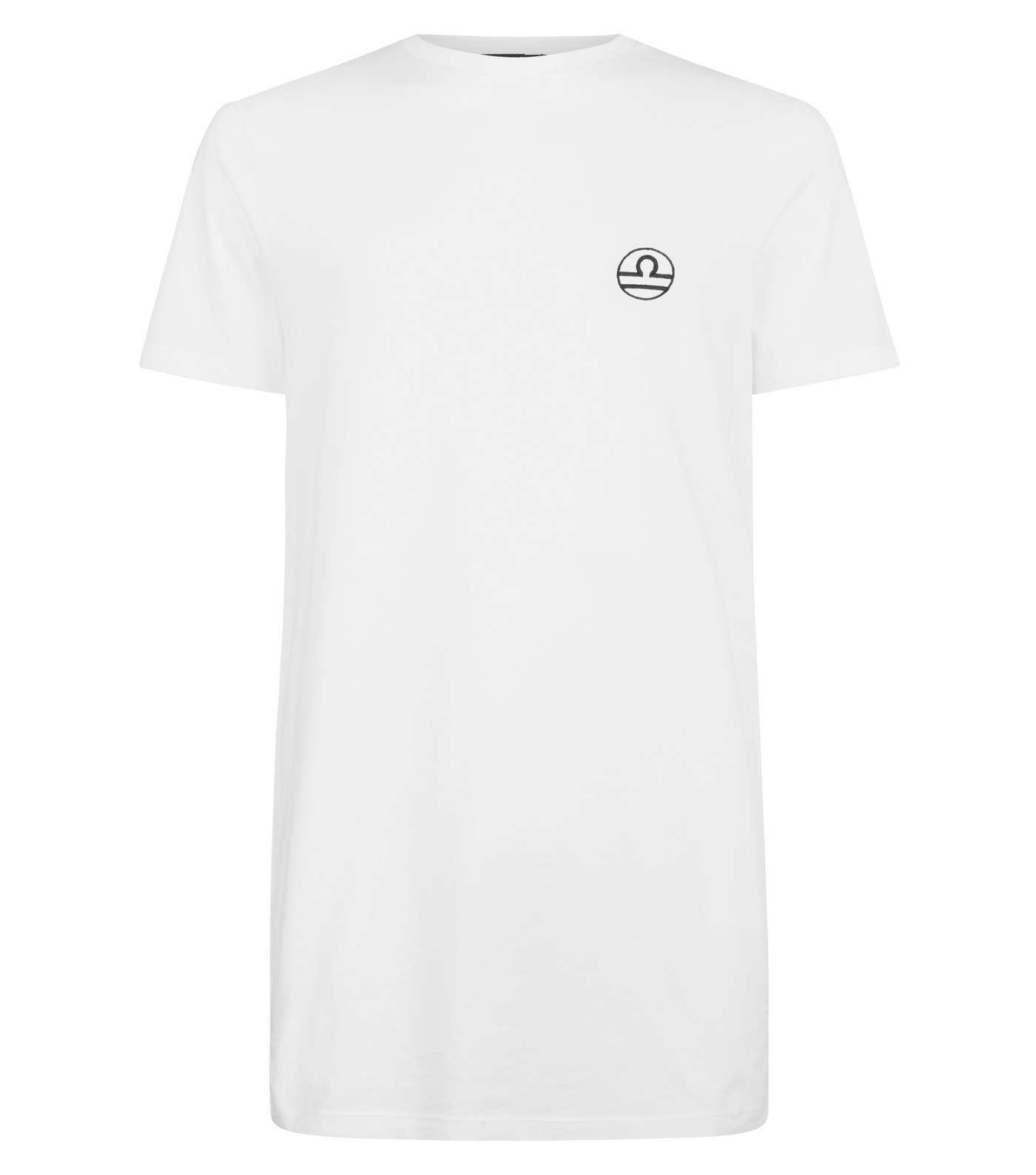 White Libra Symbol Embroidered T-Shirt Image 4