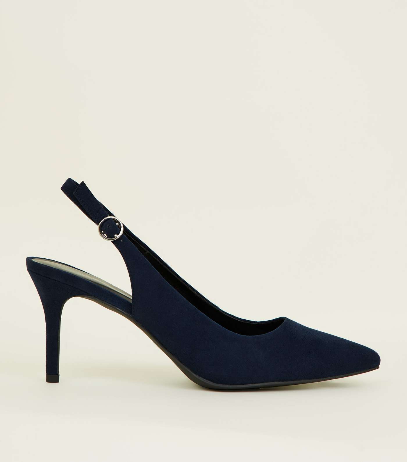 Navy Suedette Pointed Slingbacks