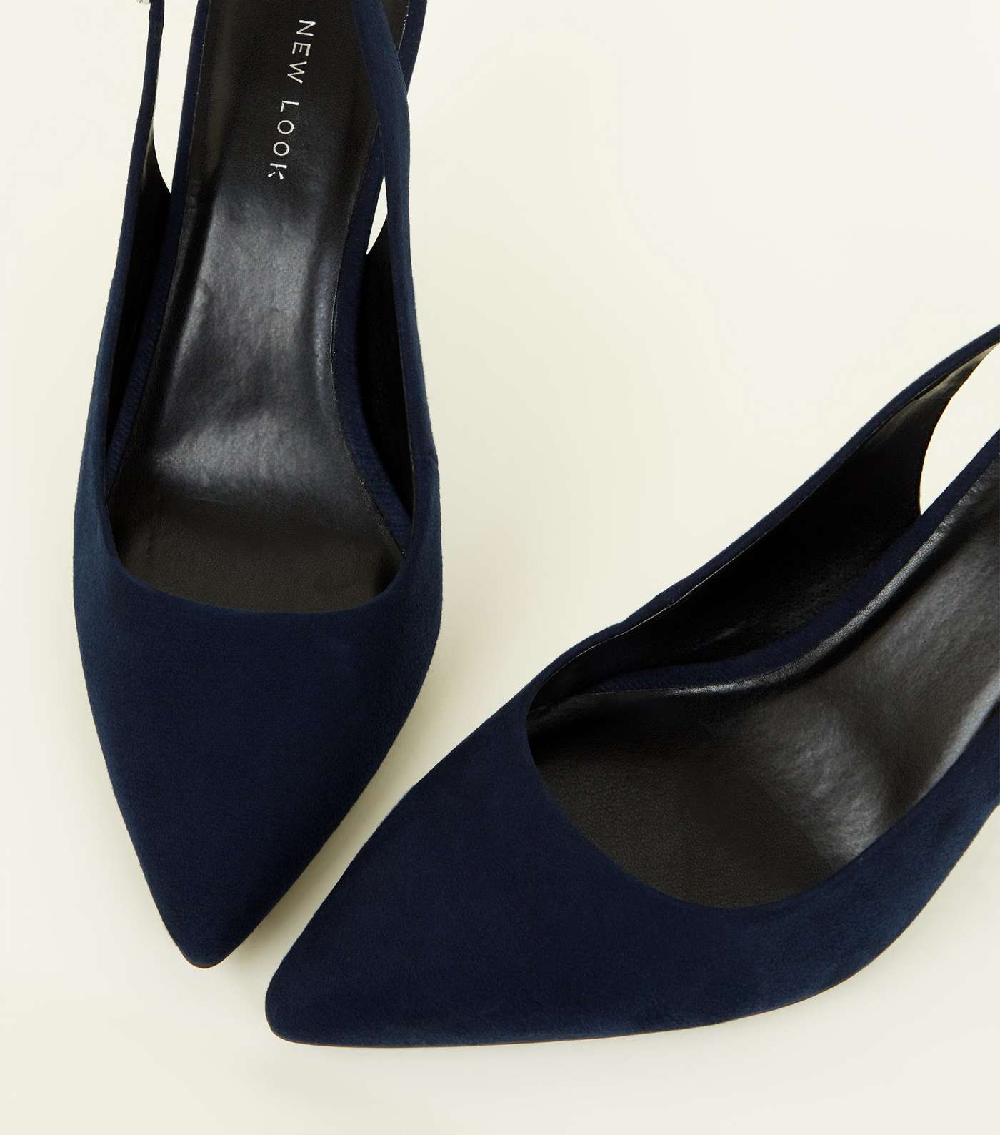 Navy Suedette Pointed Slingbacks Image 3
