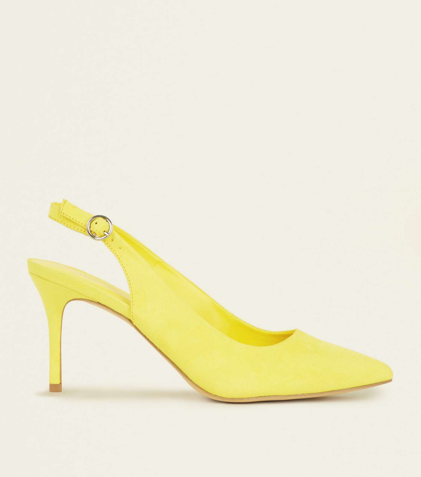 Bright Yellow Suedette Pointed Slingbacks