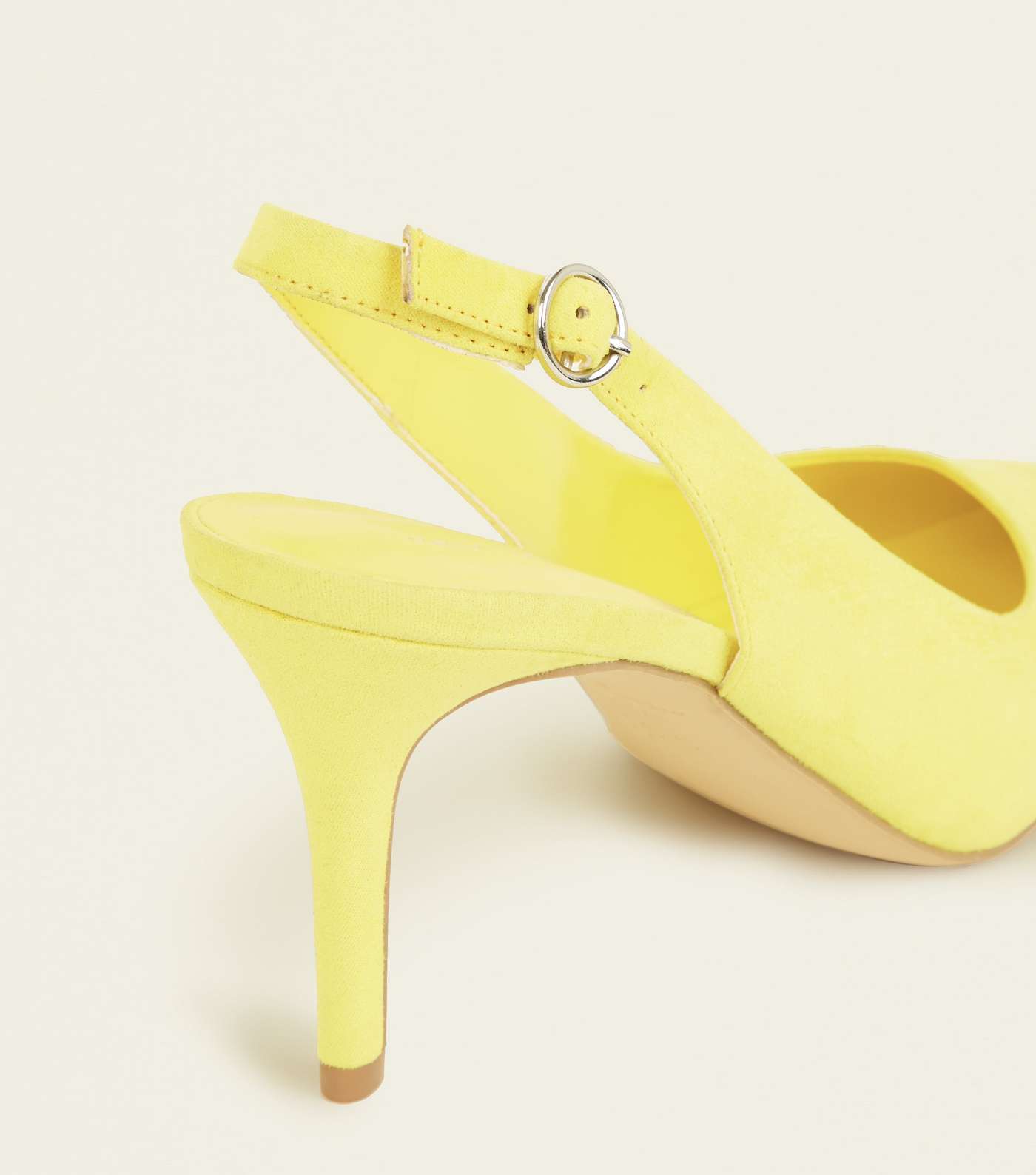 Bright Yellow Suedette Pointed Slingbacks Image 3