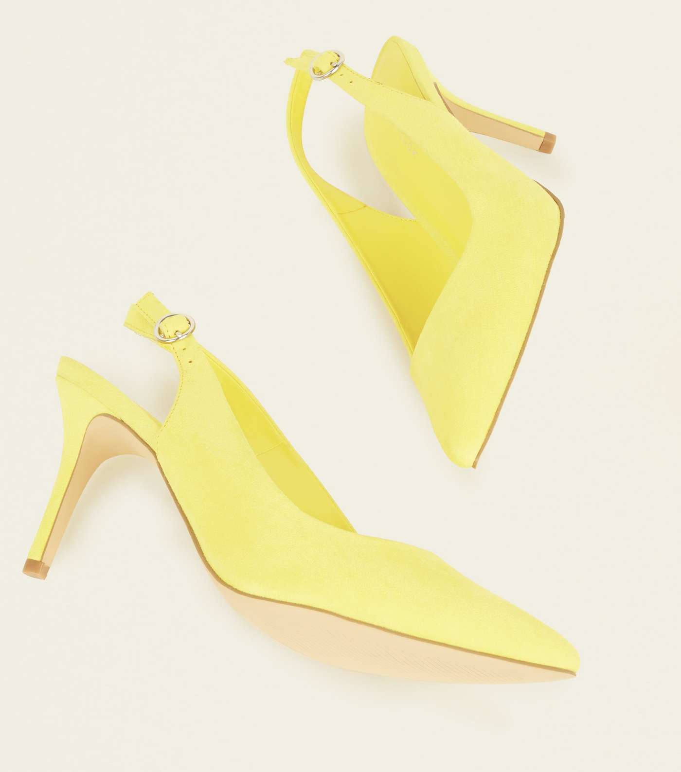Bright Yellow Suedette Pointed Slingbacks Image 5