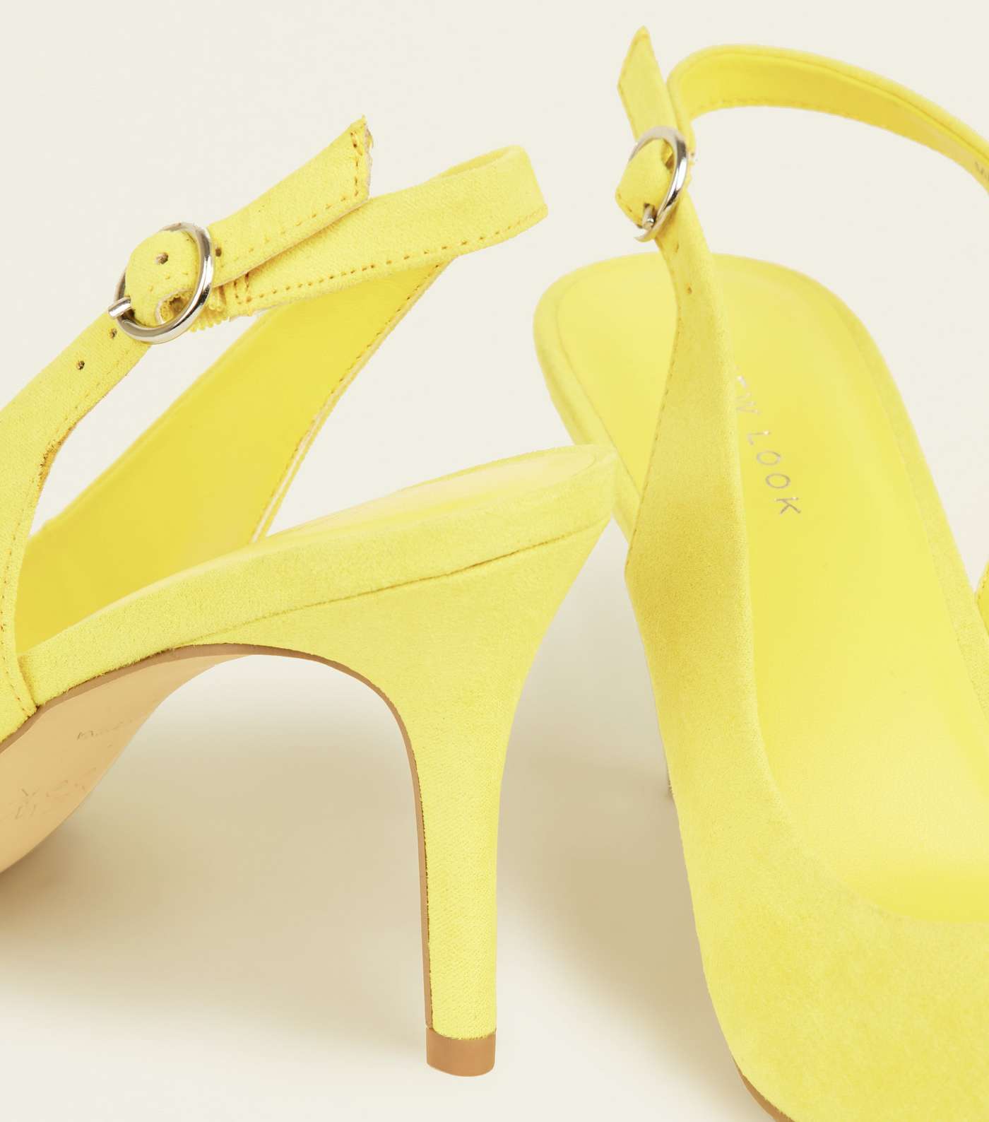 Bright Yellow Suedette Pointed Slingbacks Image 7