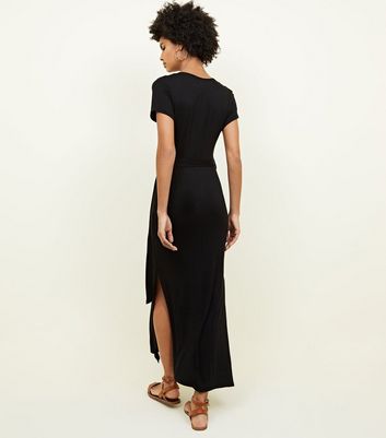 v neck jersey maxi dress