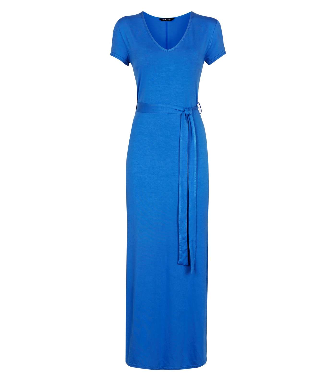 Blue V-Neck Jersey Maxi Dress Image 3