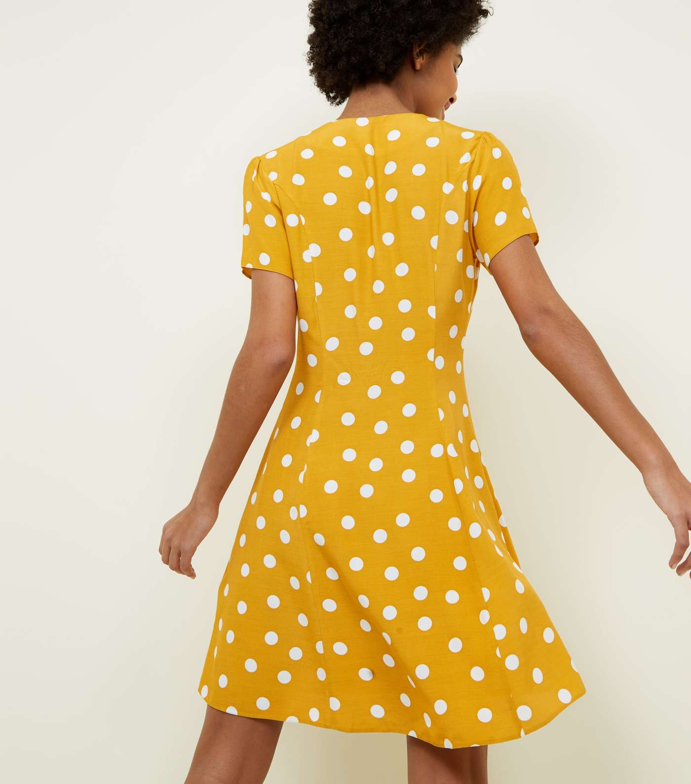 Yellow Polka Dot Tea Dress  Image 3