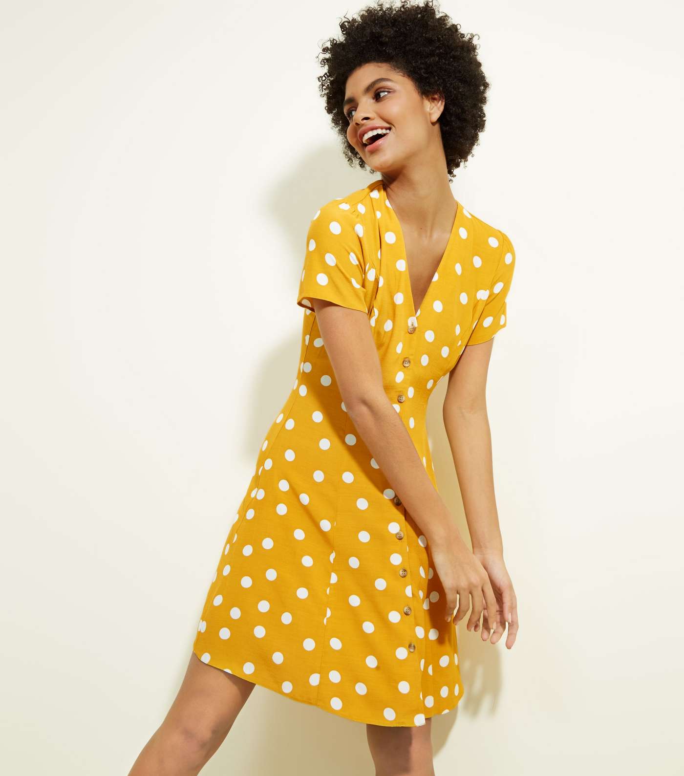 Yellow Polka Dot Tea Dress  Image 5