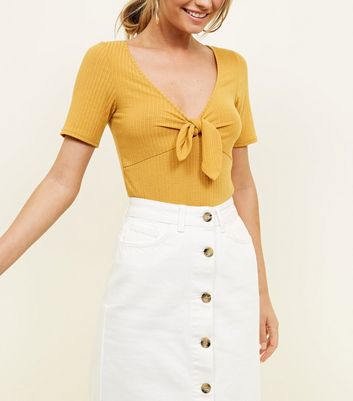 Button up denim skirt yellow hotsell