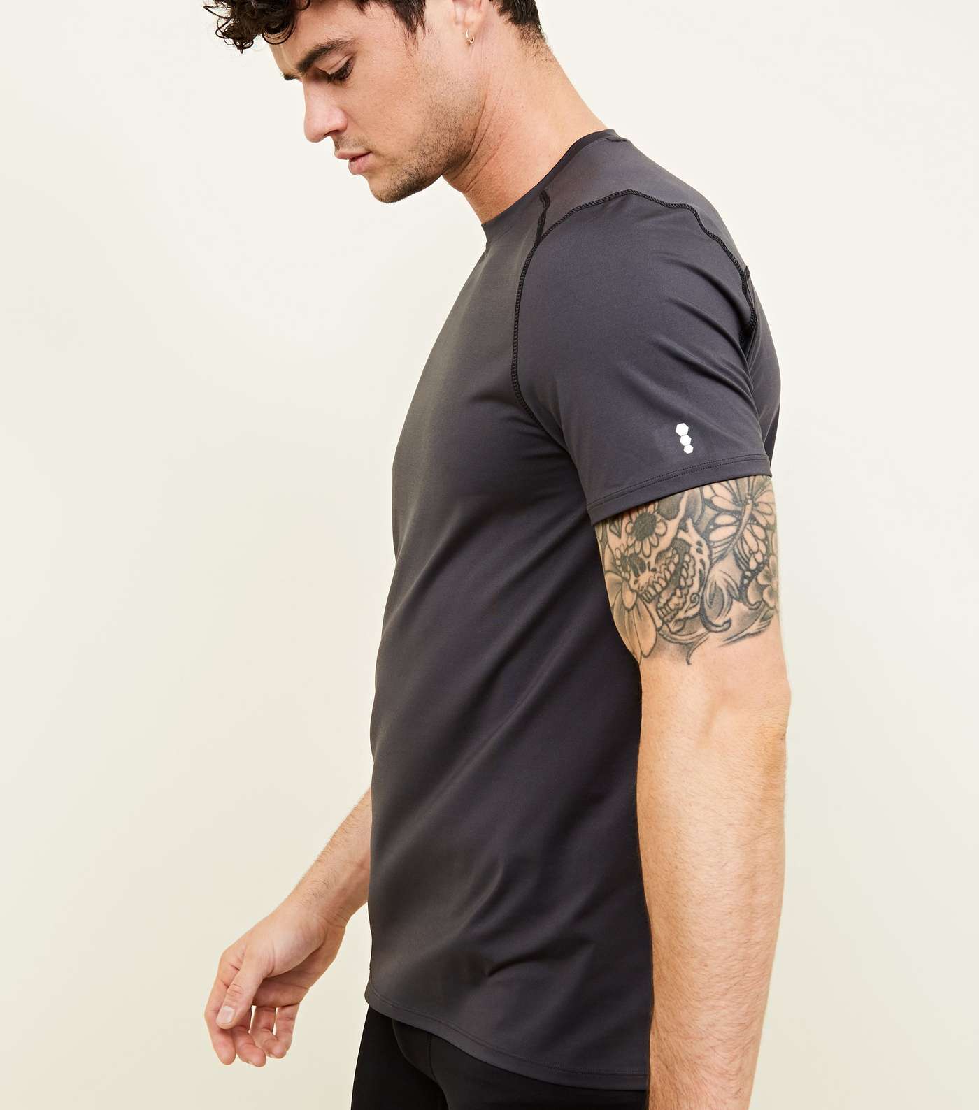 Dark Grey Sports Stretch T-Shirt Image 5
