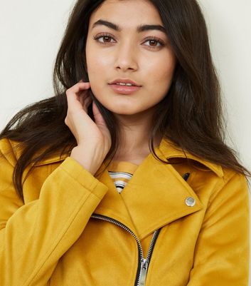 Yellow suede sale biker jacket