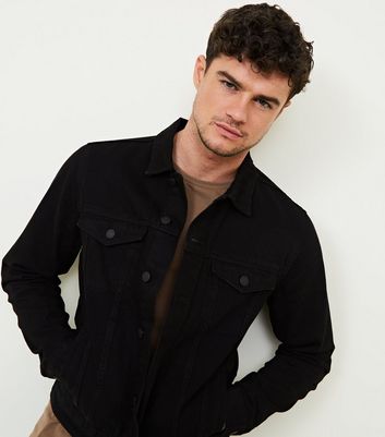 new look mens black denim jacket