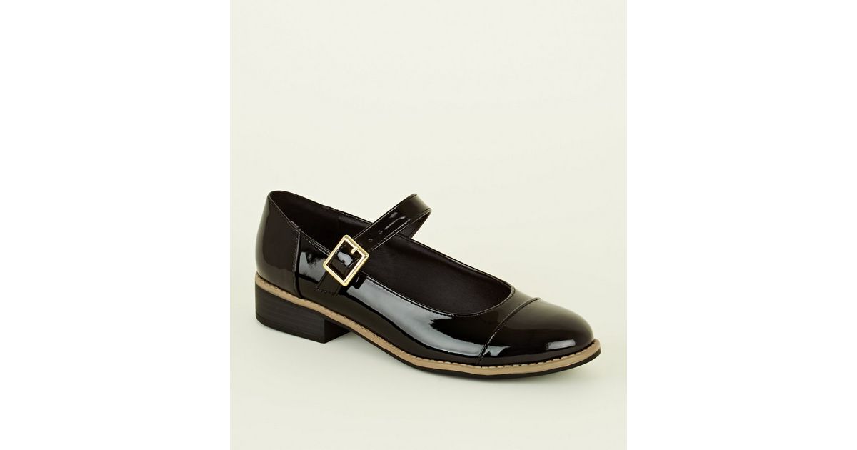Girls Black Patent Chunky Mary Jane Shoes New Look