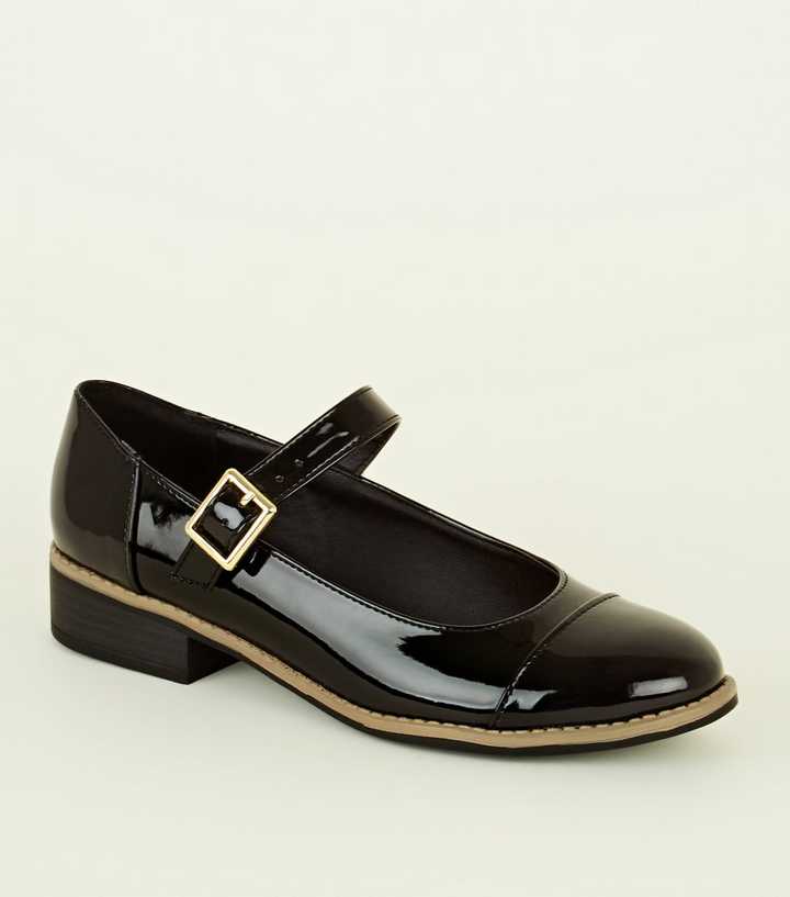 Girls Black Patent Chunky Mary Jane Shoes | New Look