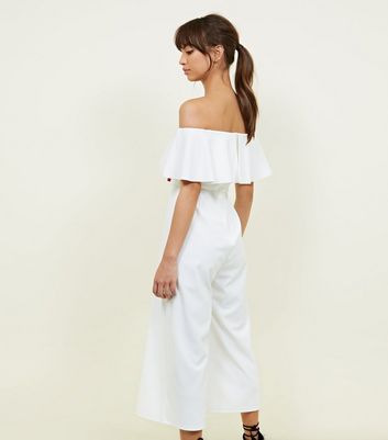 white bardot jumpsuit