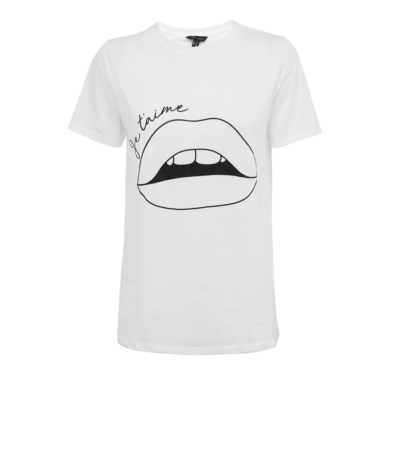 White Je T'aime Lips Slogan T-Shirt Image 4