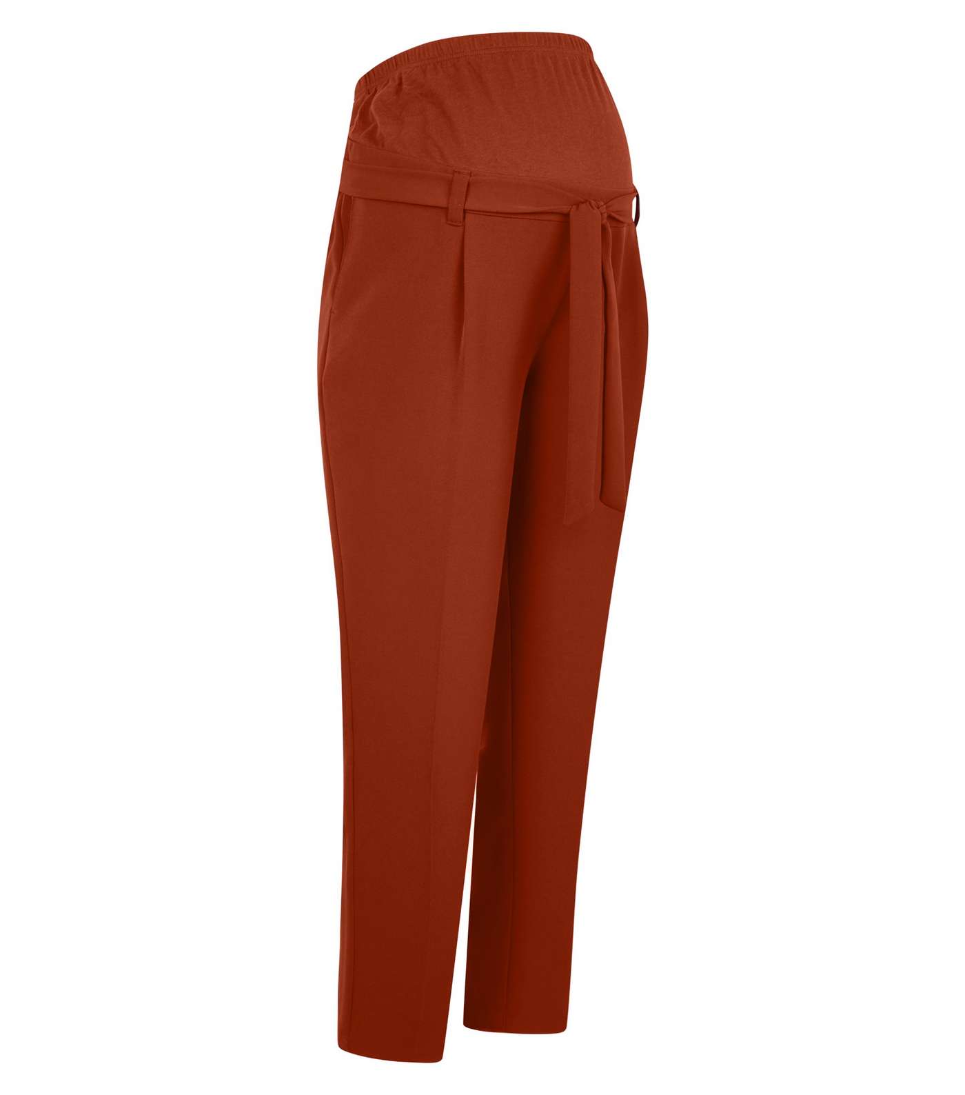 Maternity Brown Tie Waist Trousers Image 4