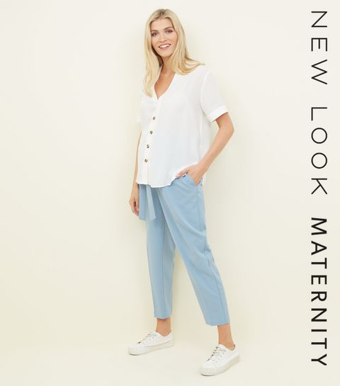 Maternity Clothing New Look Maternity Blue Tie Waist Trousers