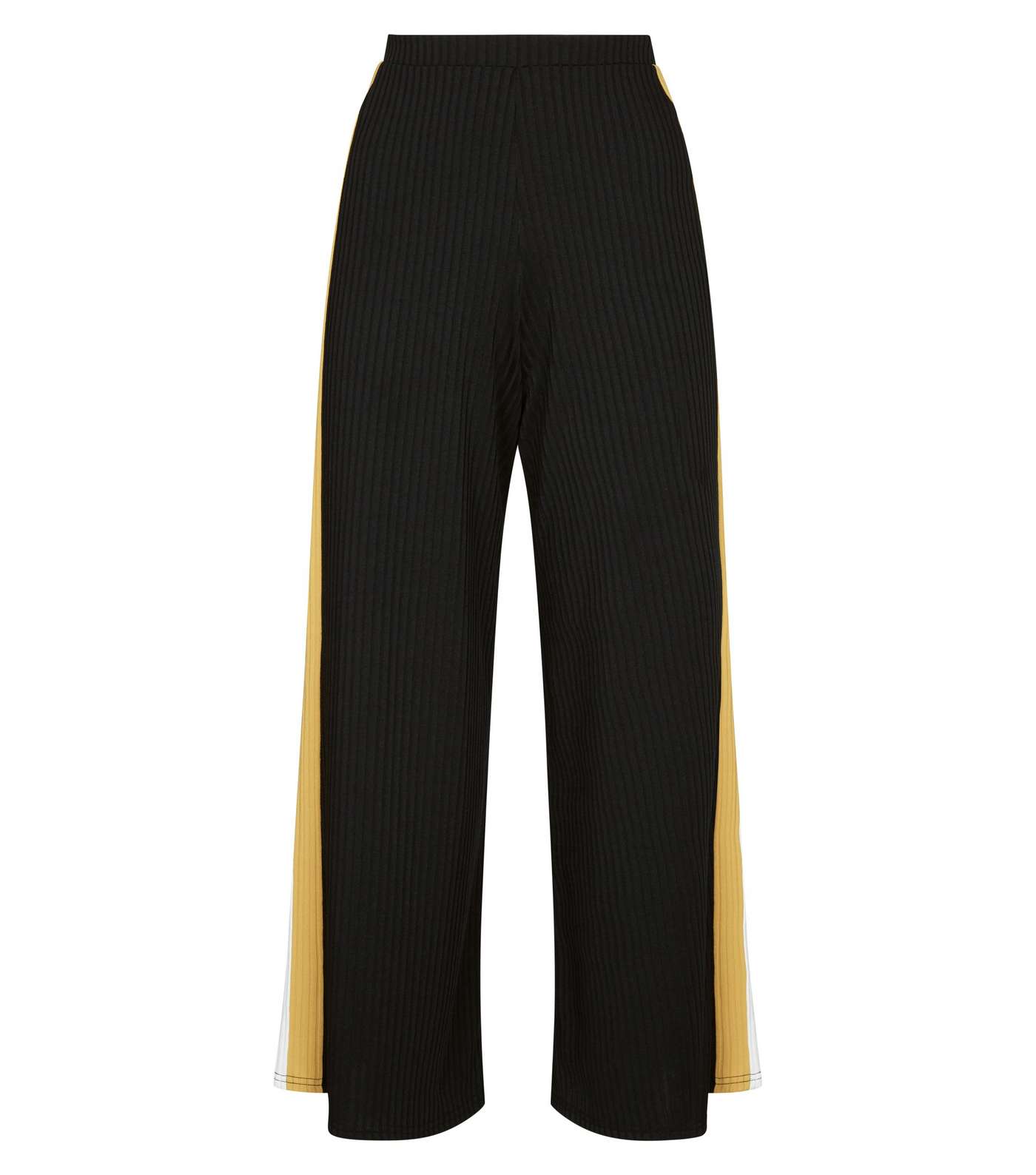 Black and Yellow Ribbed Side Stripe Trousers Image 4