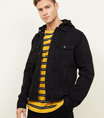 new look mens black denim jacket