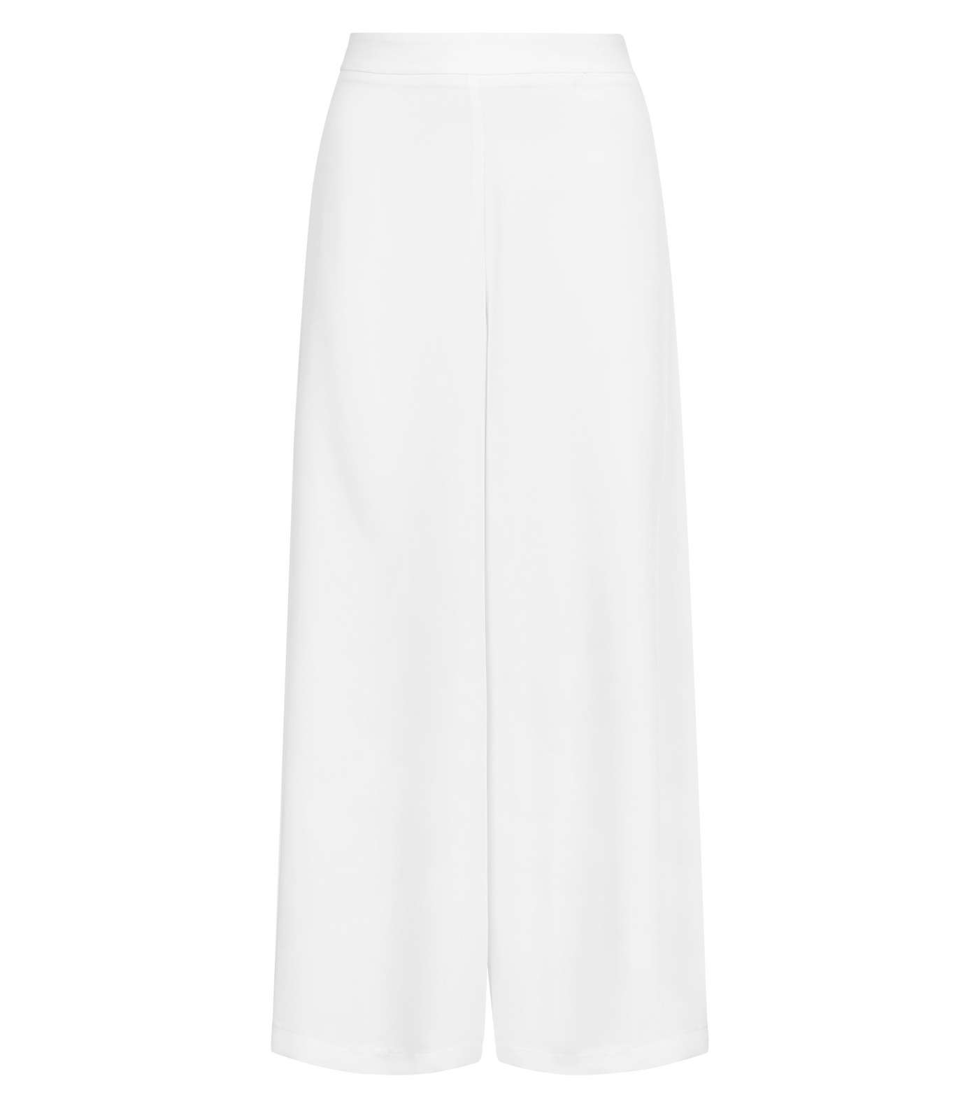 White Cropped Wide Leg Trousers Image 4