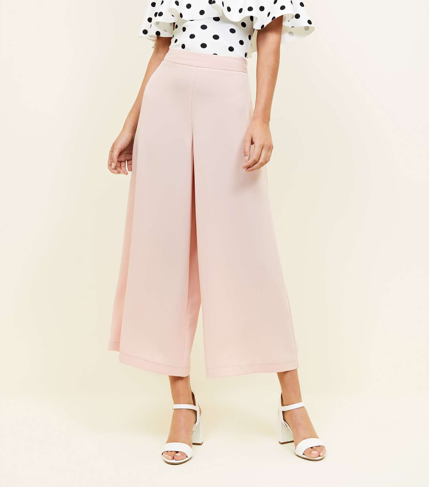 Pale Pink Cropped Wide Leg Trousers Image 2
