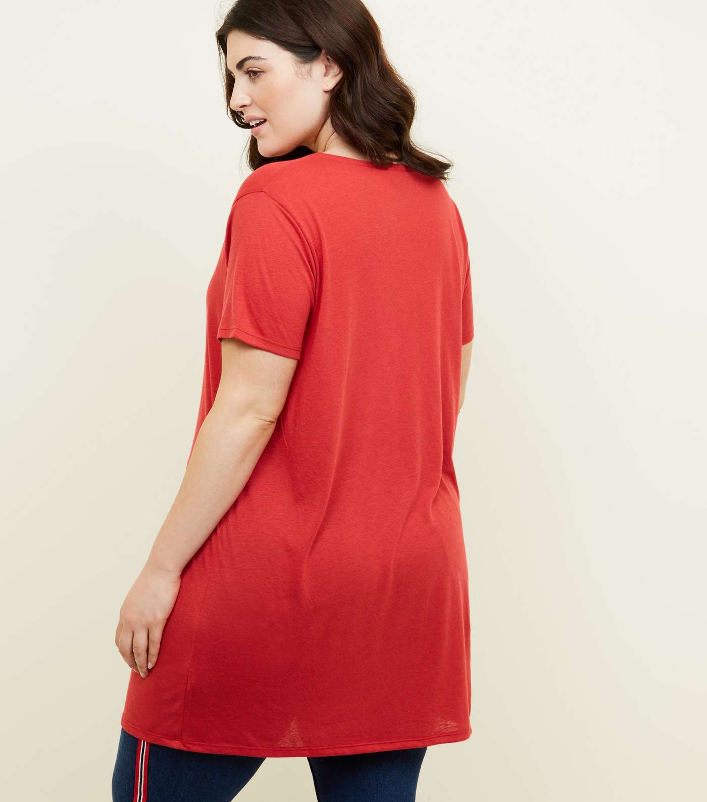 Curves Dark Red Textured Oversized T-Shirt Image 3